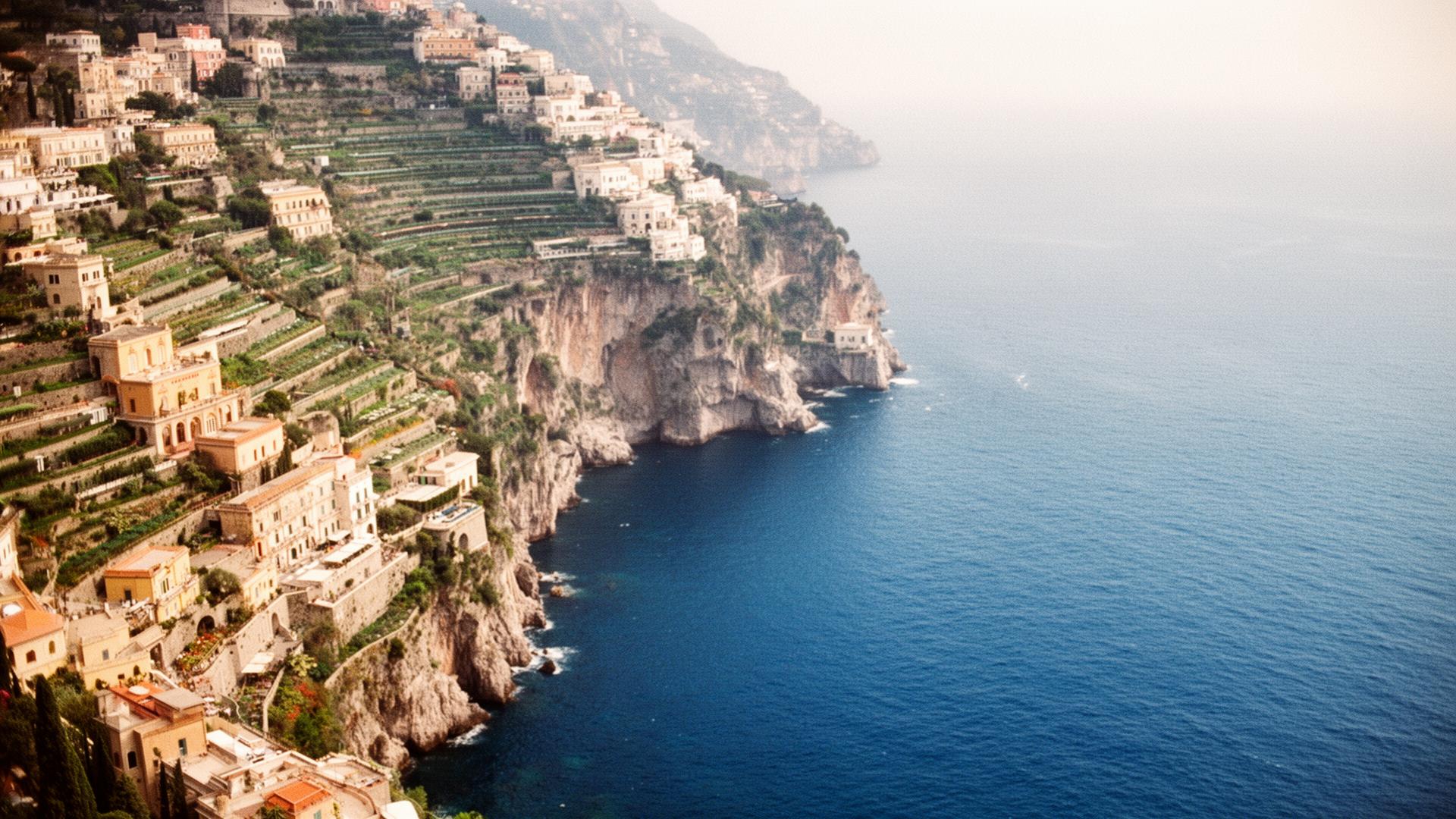A coastal cliffside at golden hour
